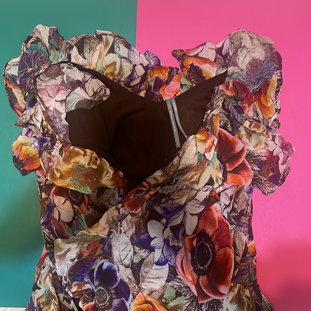 NEW $170 Anthropologie Floral Ruffled Mini Wrap Dress Medium boho revolve style